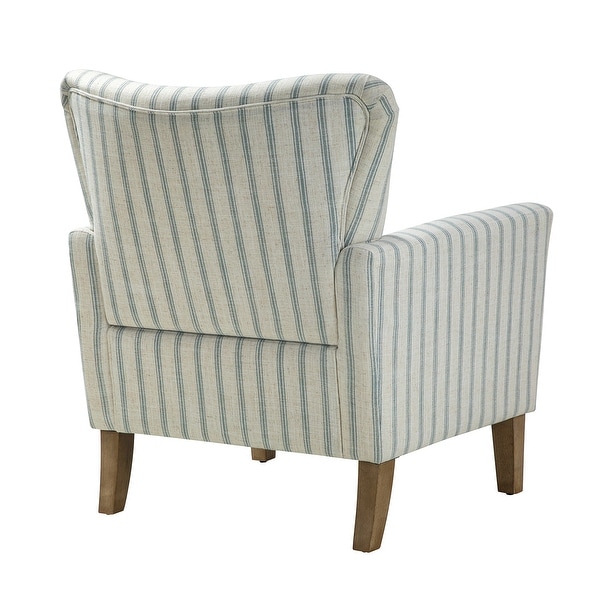 Warren Farmhouse Striped Wingback Chair with Solid Wood Legs by HULALA HOME