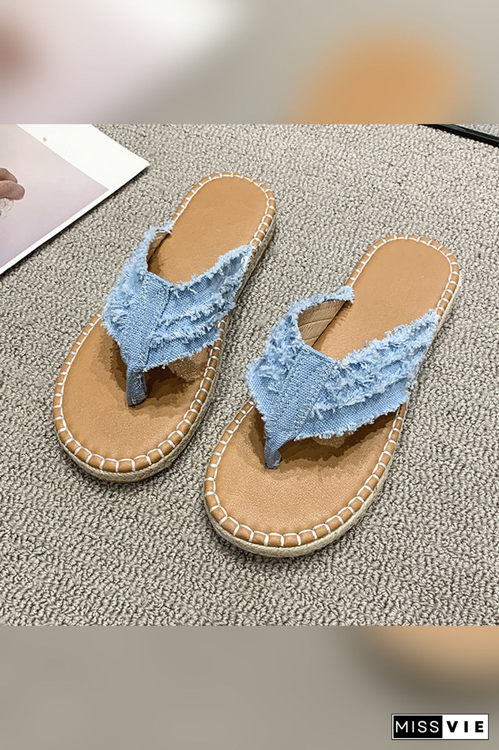 Straw Canvas Flip-flop Sandals Wholesale