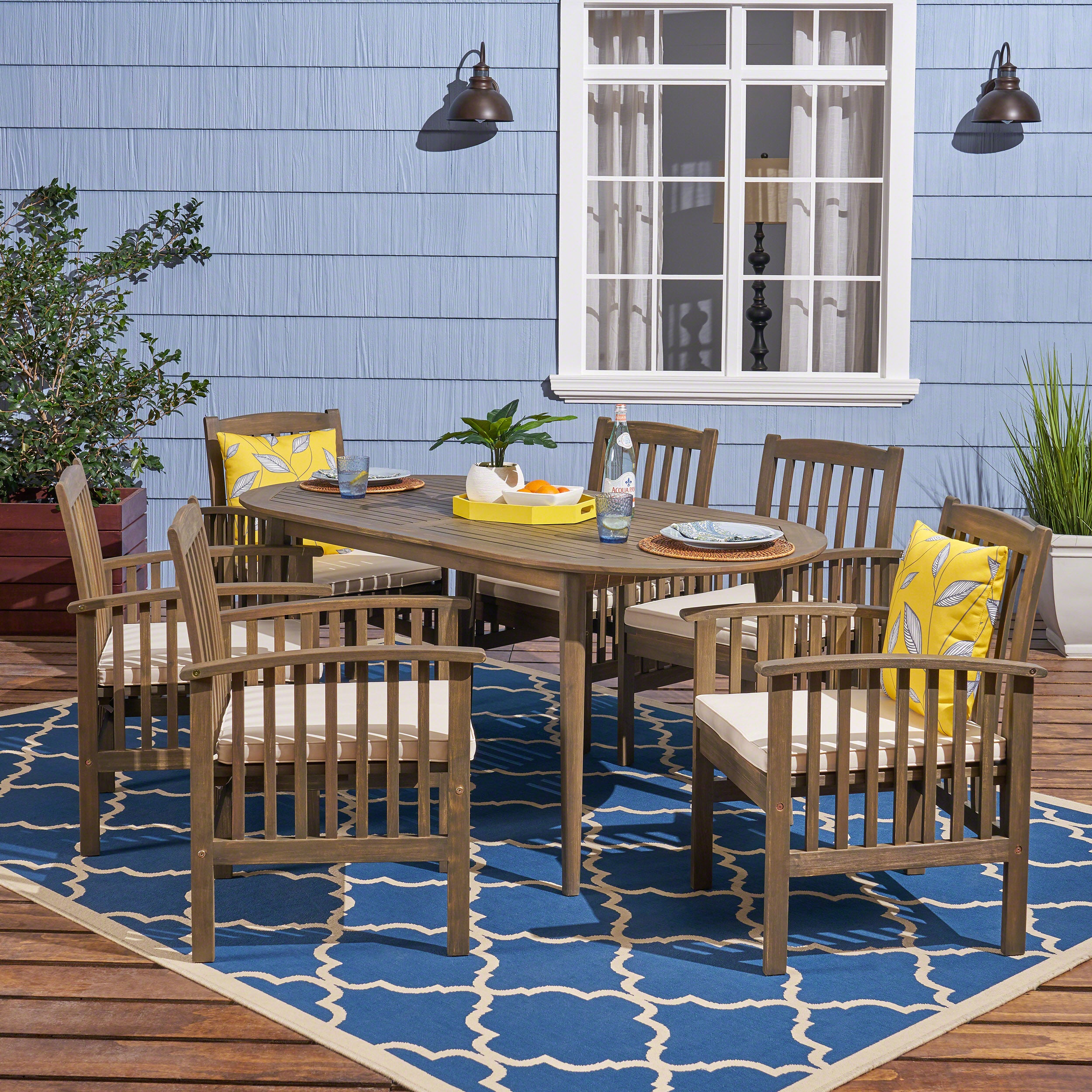 Spring Acacia Patio Dining Set, 6-Seater, 71