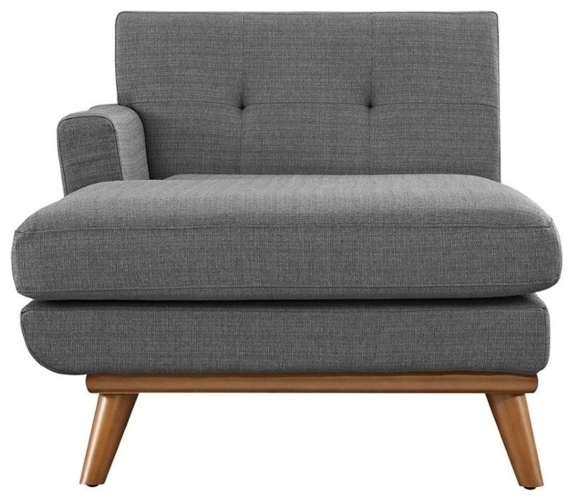 Hawthorne Collection Left Arm Chaise Lounge in Gray   Midcentury   Indoor Chaise Lounge Chairs   by Homesquare  Houzz