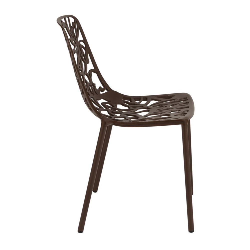 LeisureMod Modern Devon Aluminum Outdoor Accent Chair - Brown