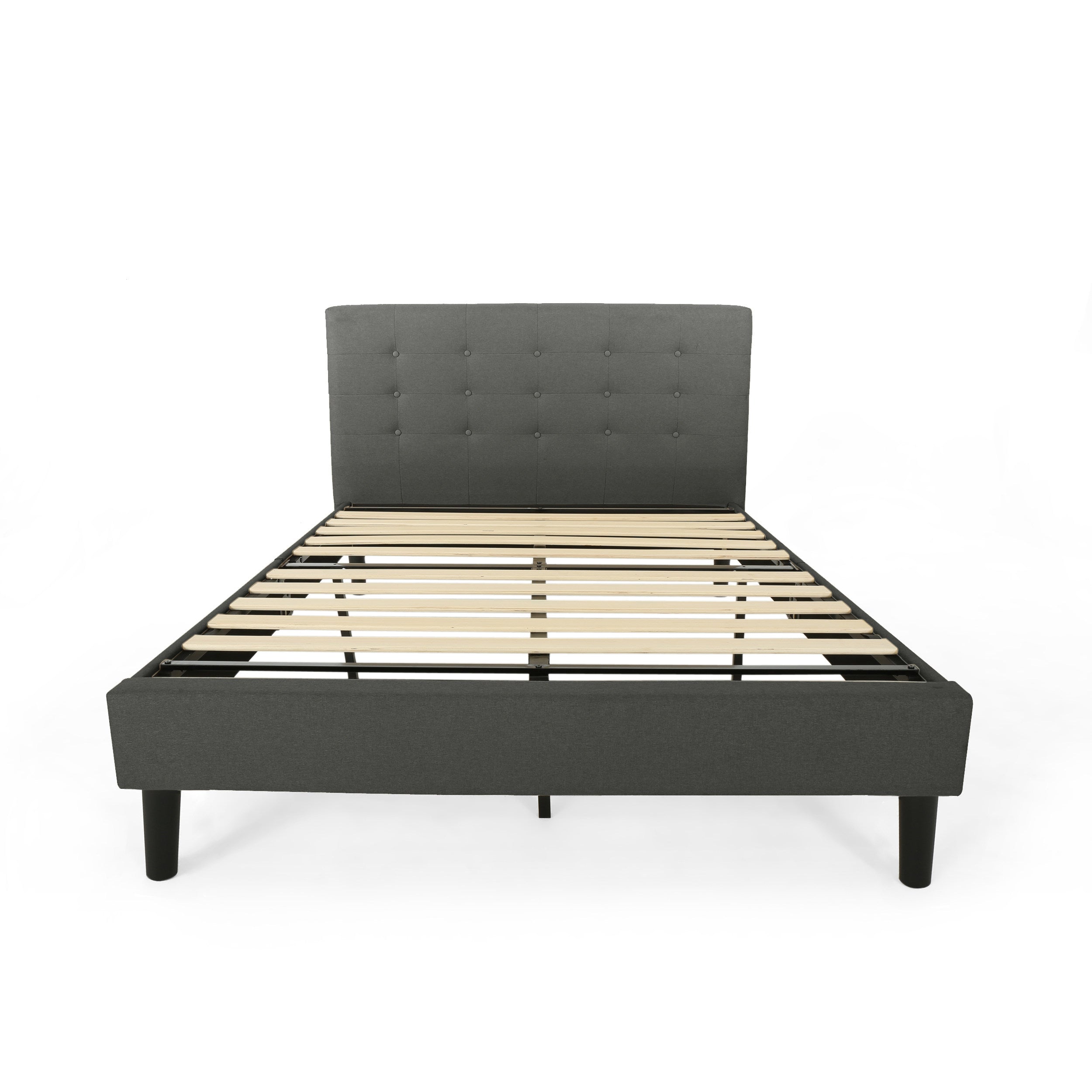 Gloria Fully-Upholstered Queen-Size Platform Bed Frame, Modern, Contemporary, Low-Profile