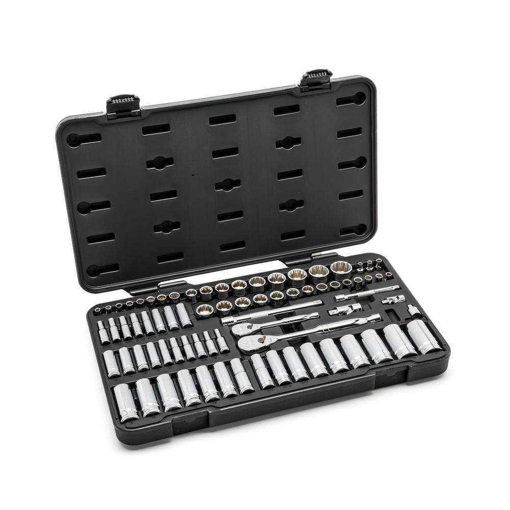 GEARWRENCH 14 in. and 38 in. Drive 12-Point Standard  Deep SAEMetric Ratchet and Socket Mechanics Tool Set (76-Piece) 80948