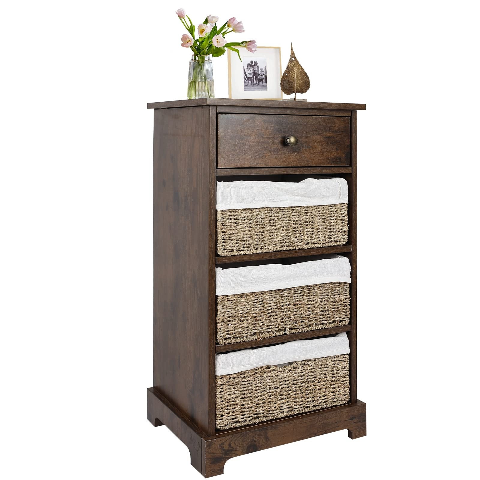 Dresser with Drawers， Wood Frame Storage Dresser， Storage Cabinet with Removable Drawers， Organizer Dresser for Bedroom - - 37668618