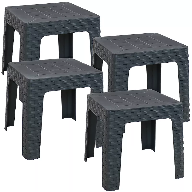 Sunnydaze Set Of 4 Polypropylene 18 Square Patio Side Table