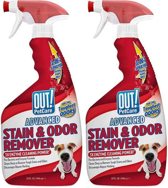 OUT! PetCare Advanced Stain and Odor Remover， 32-oz bottle， 2 count