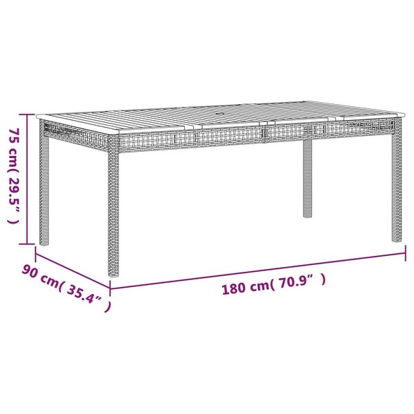 vidaXL Patio Table Furniture Outdoor Garden Backyard Poly Rattan Acacia Wood