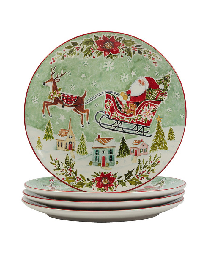 Certified International Joy of Christmas 11 Dinner Plates Set of 4