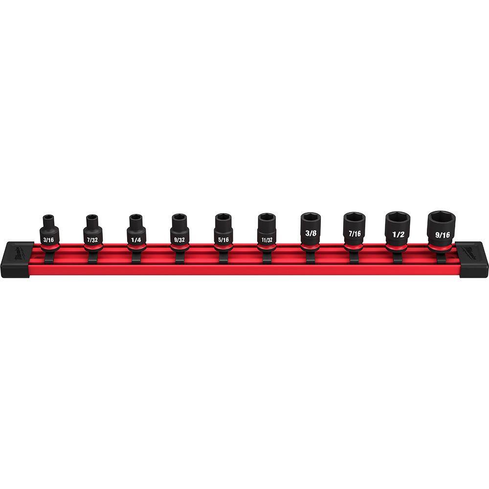 MW SHOCKWAVE 14 in. Drive SAE 6 Point Impact Socket Set (10-Piece) 49-66-7000