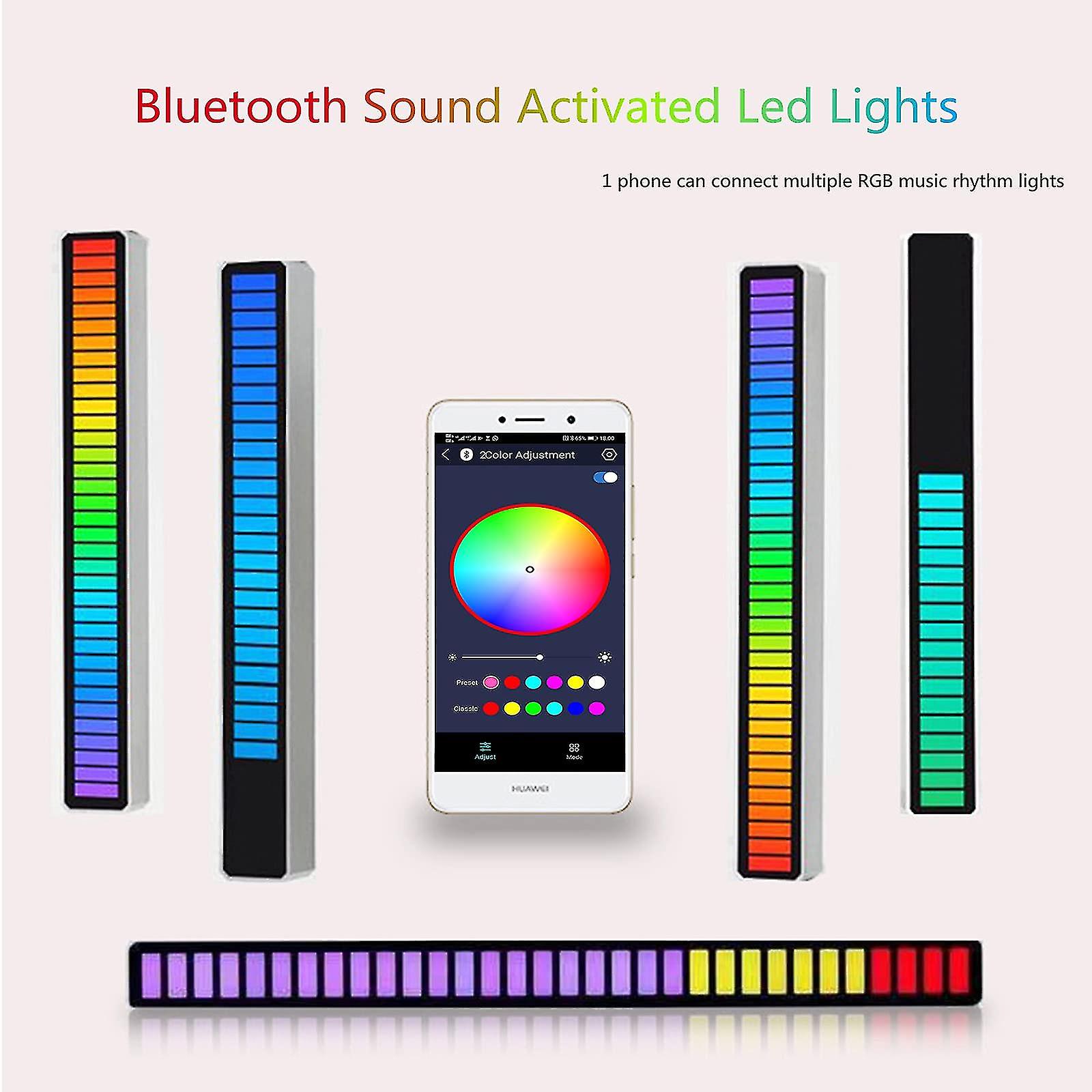 Rgb Sound Control Pickup Rhythm Light Voice Activated Colorful Led Ambient Strip Light With 32 Bit Music Level Indicator