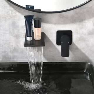 Miscool Titu Single Handle Wall Mount Bathroom Faucet in Matte Black FASMDH10G2410BL