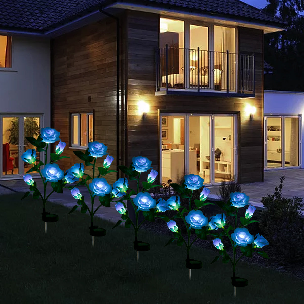 Willstar Solar LED Rose Flower Lights Garden Decorative Stake Lights IP65 Waterproof Solar Garden Lights with 6 Rose Flowers