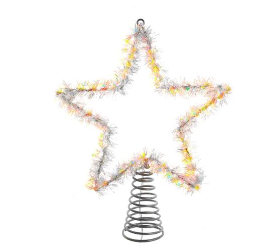 12 RGB LED Warm White Tinsel Star Tree Topper