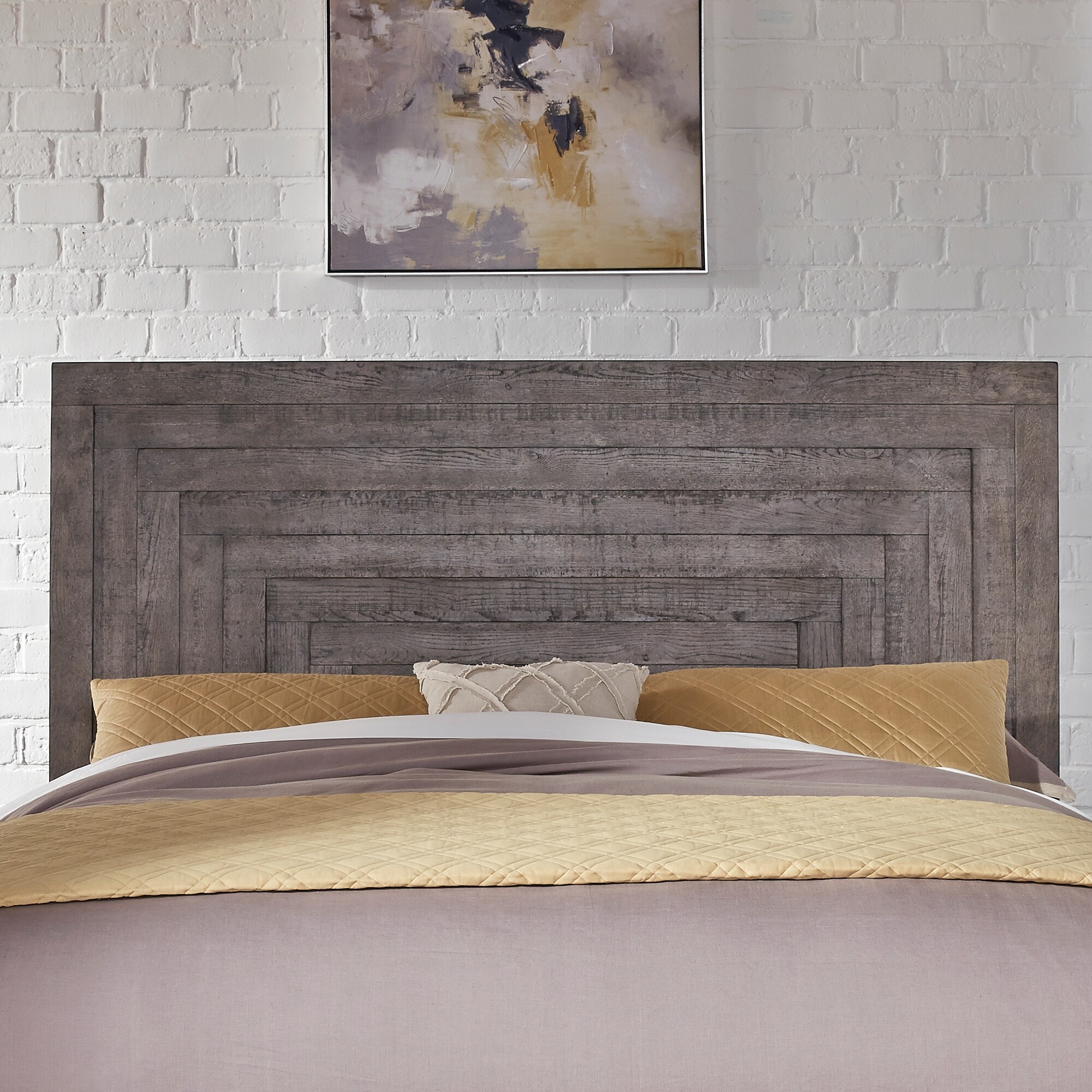 Modern Farmhouse Dusty Charcoal Distressed Queen Panel Headboard - - 28069584