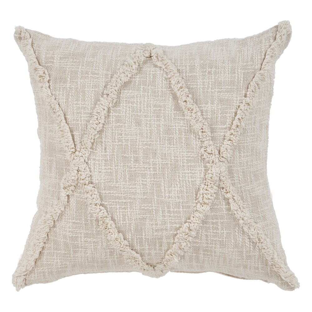 Solid Decorative Diamond Tufted Cotton Throw Pillow