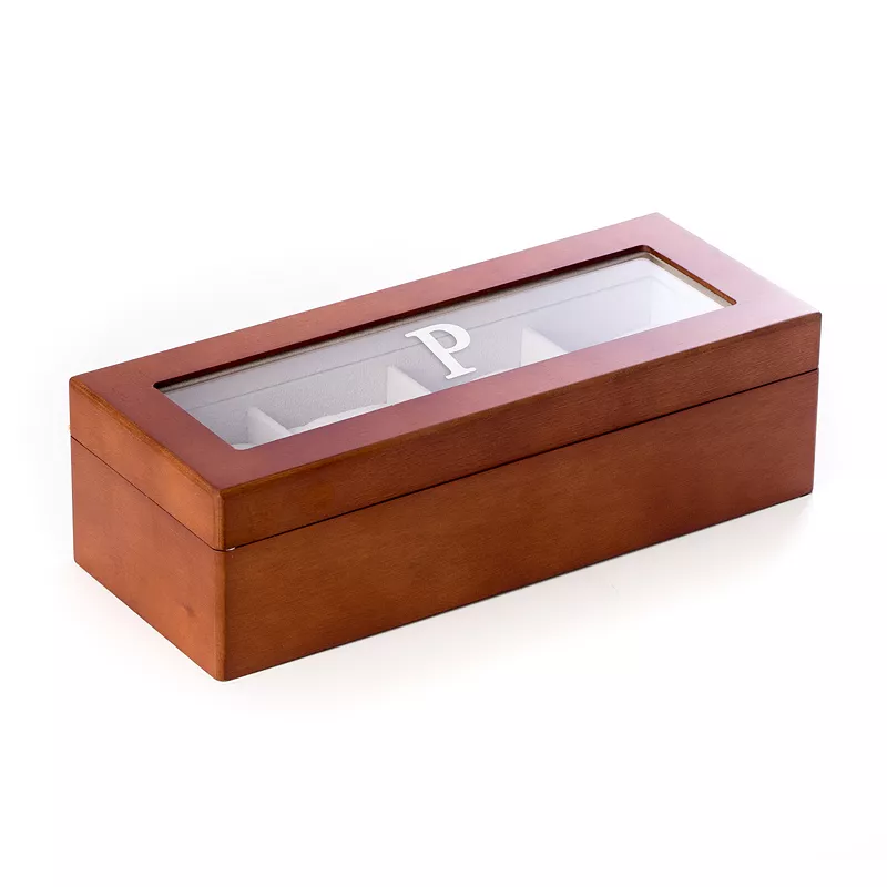 Bey-Berk Initial Monogrammed Four-Slot Watch Box