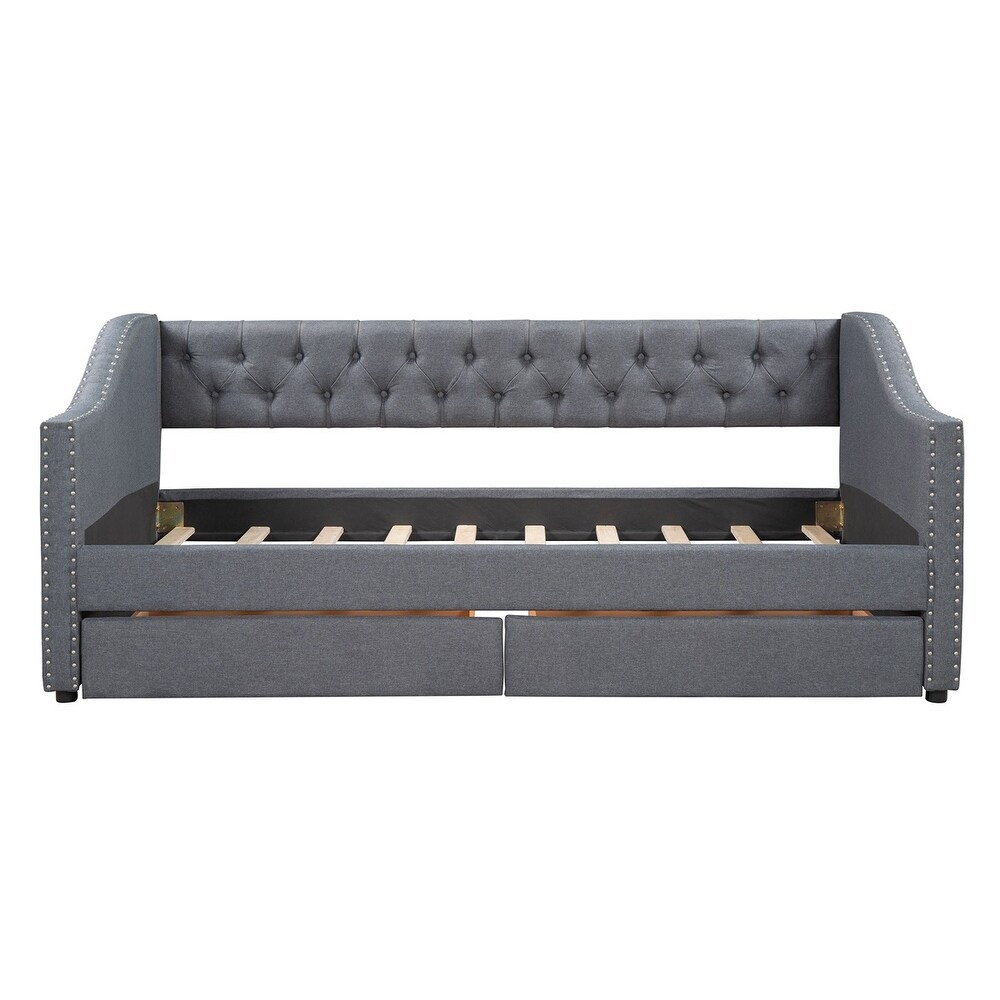 Merax Upholstered Twin Daybed with 2 Drawers