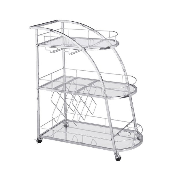 3-tier Metal Frame Mobile Bar Cart with Wheels