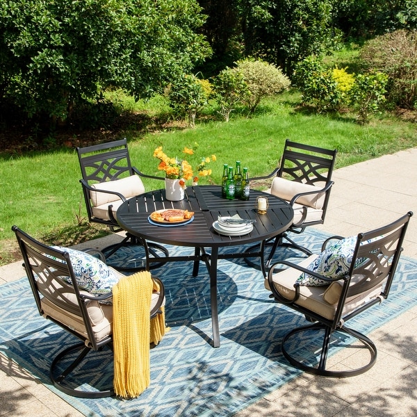 MAISON ARTS 5Piece Black Metal Outdoor Dining Set