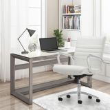 Modern Comfort Winsley Bonded Leather Mid-Back Manager's Chair， White/Silver， BIFMA Certified