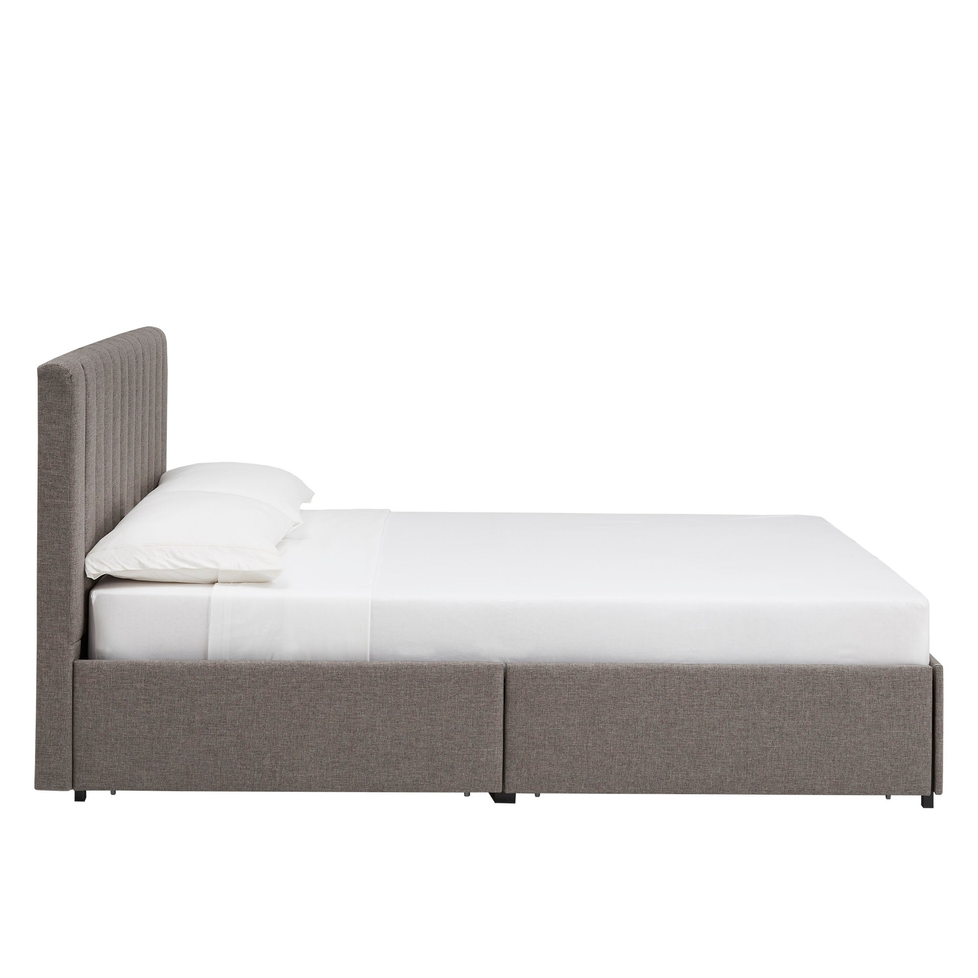 Weston Home Gaylen Channel Upholstered Linen Storage Platform Bed, Queen, Grey