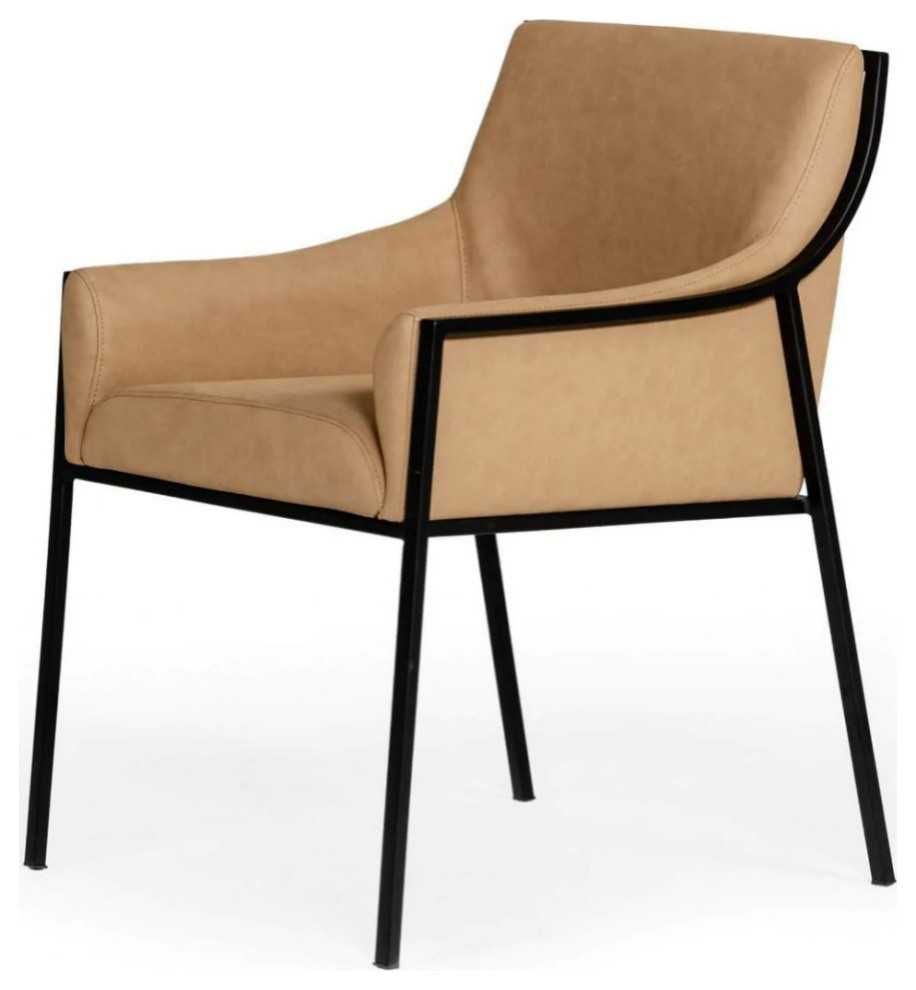 Aya Modern Suede Tan Dining Chair  Set of 2   Midcentury   Dining Chairs   by V.S.D Furniture  Houzz