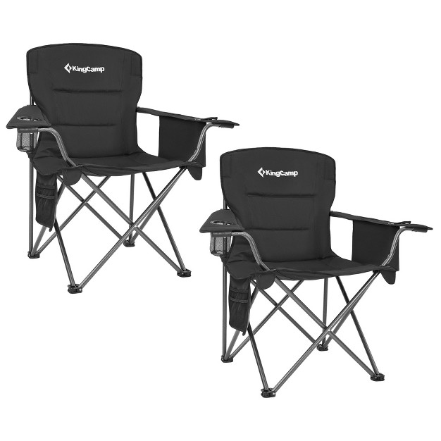 Kingcamp Padded Folding Lounge Chairs With Built in Cupholder Insulated Cooler Sleeve And Side Storage Pocket For Indoor amp Outdoors