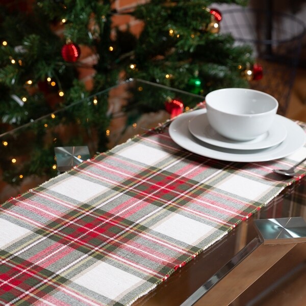 Fabstyles Celebration Plaid Cotton Table Runner Machine Washable