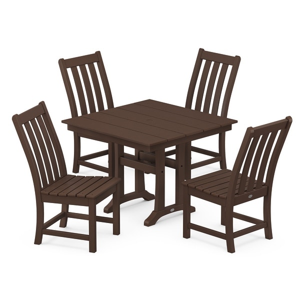 POLYWOOD Vineyard 5Piece Farmhouse Trestle Side Chair Dining Set