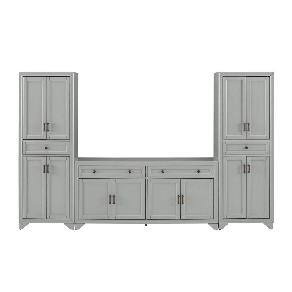 CROSLEY FURNITURE Tara Gray Sideboard Set with Pantries KF33012GY