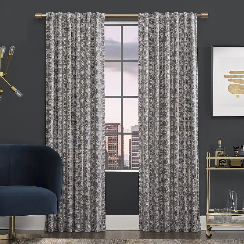 Scott Living Montauk Art Deco 100% Blackout Back Tab 1-panel Window Curtain