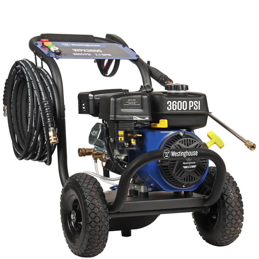 Westinghouse WPX 3600 PSI 2.7 GPM 212 CC Cold Water Gas Powered Triplex Pump Pressure Washer with 5 Quick Connect Nozzles WPX3600