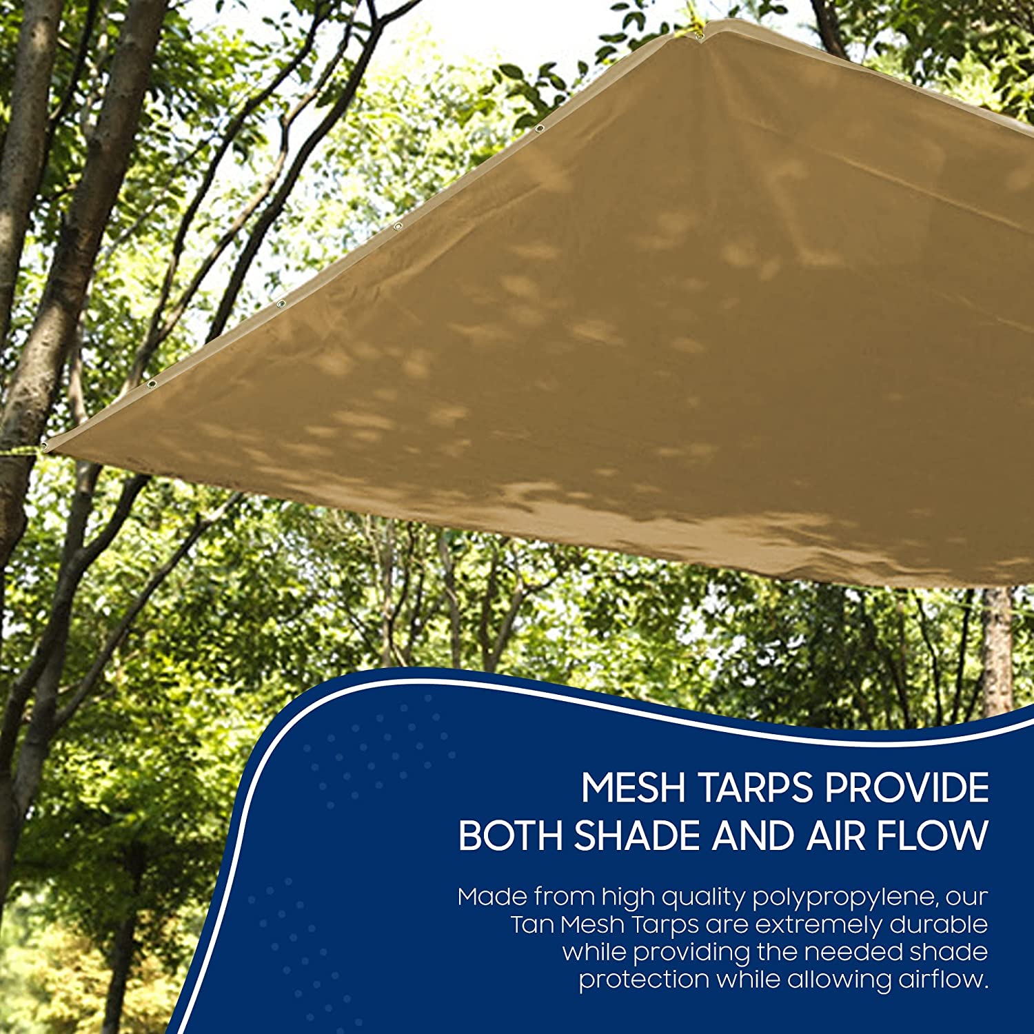 Tarps Now 50 Mil Tan Mesh Tarps, 75% Shade Tarpaulin Cover - Tan (6' x 8')