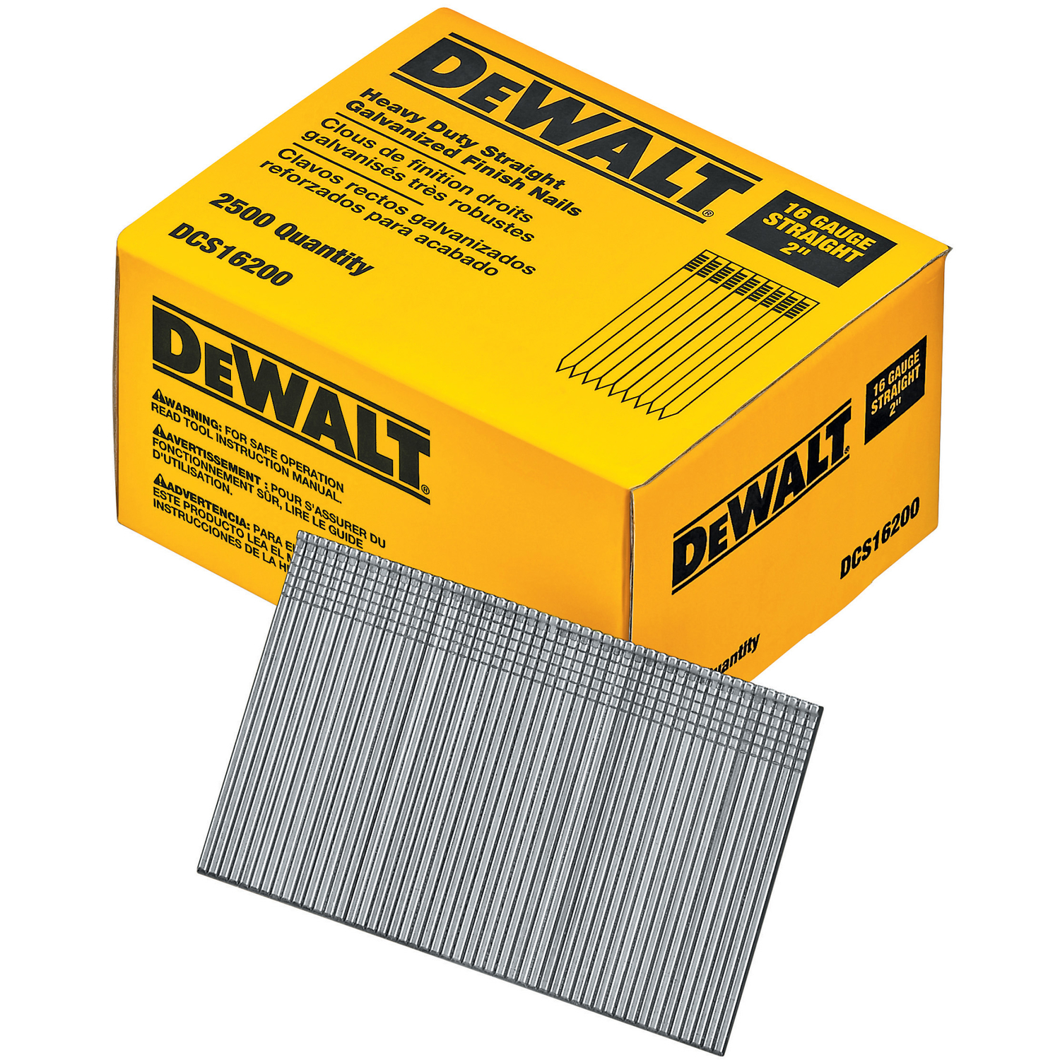 DW 2 in. 16 Ga. Straight Strip Galvanized Finish Nails 20 deg 2，500 pk