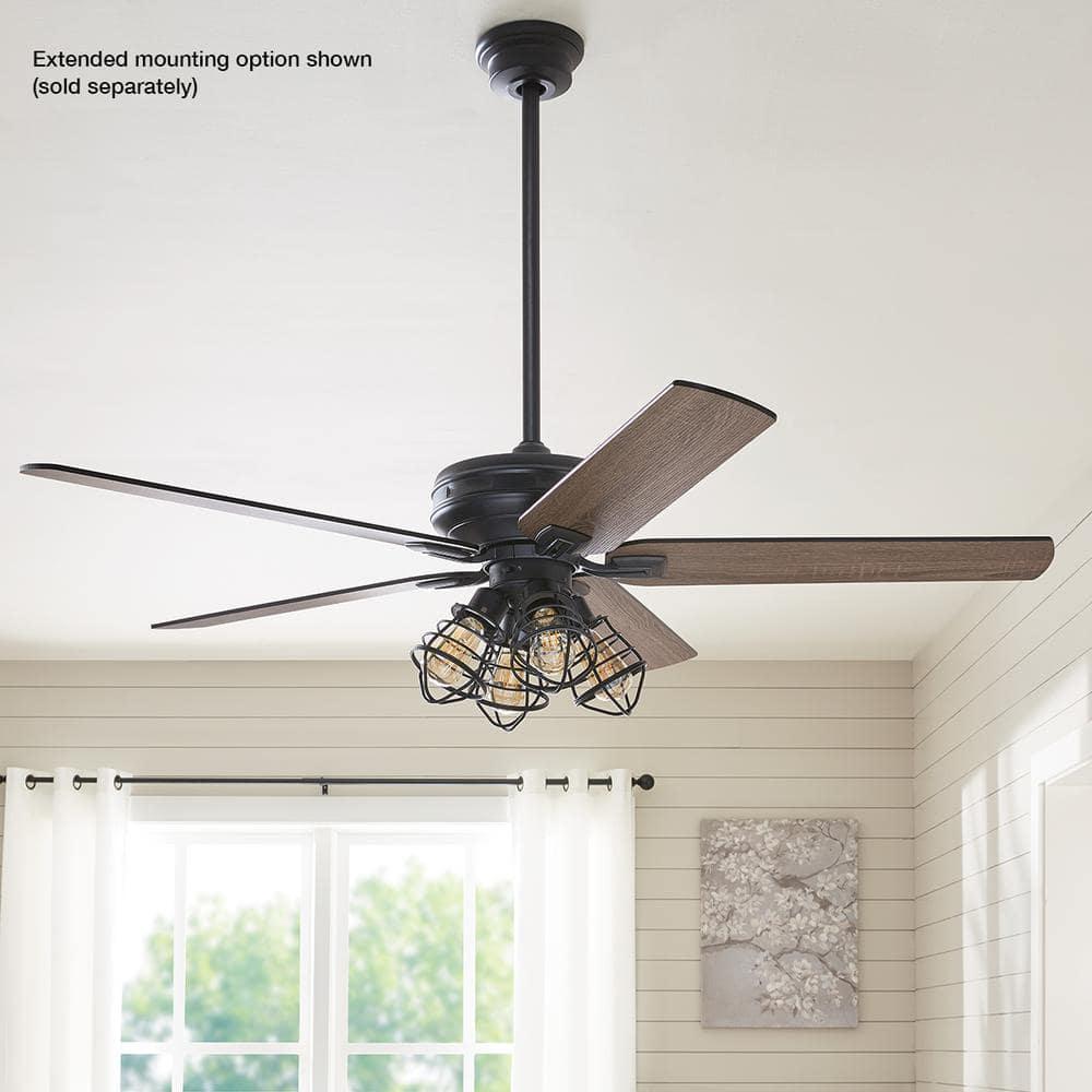 Home Decorators Collection Carlisle 60 in LED Matte Black Ceiling Fan with Remote Control and Light Kit