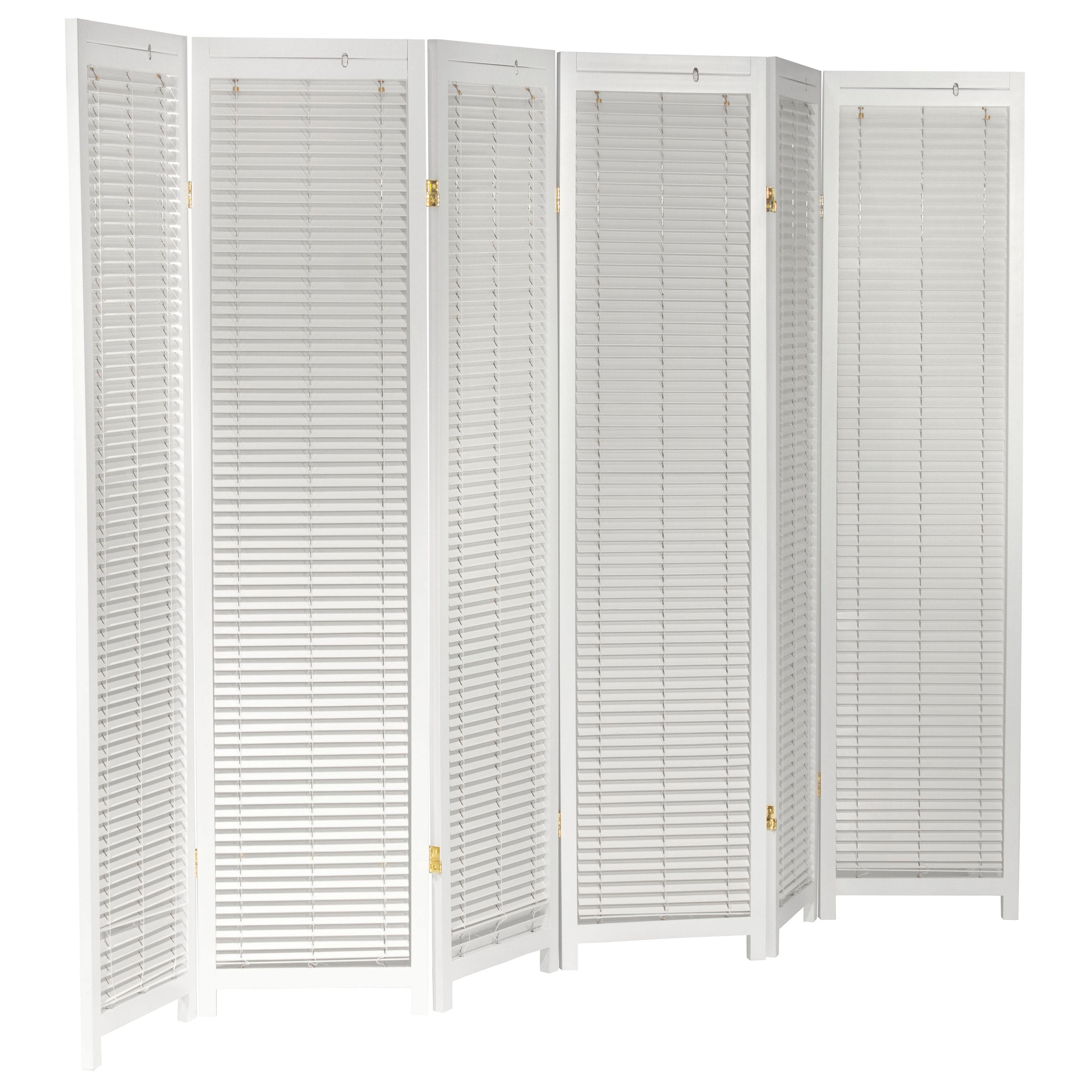 Oriental Furniture 6 ft. Tall Adjustable Shutter Room Divider White - 6 Panel