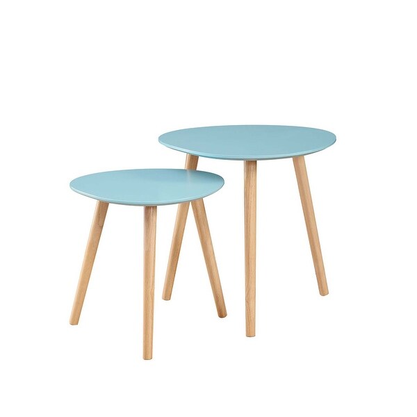 No Tools Oslo Nesting End Tables， Sea Foam/Light Oak