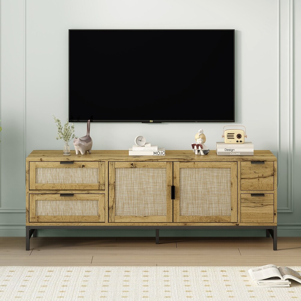 Rattan TV Stand for TVs Up to 65\