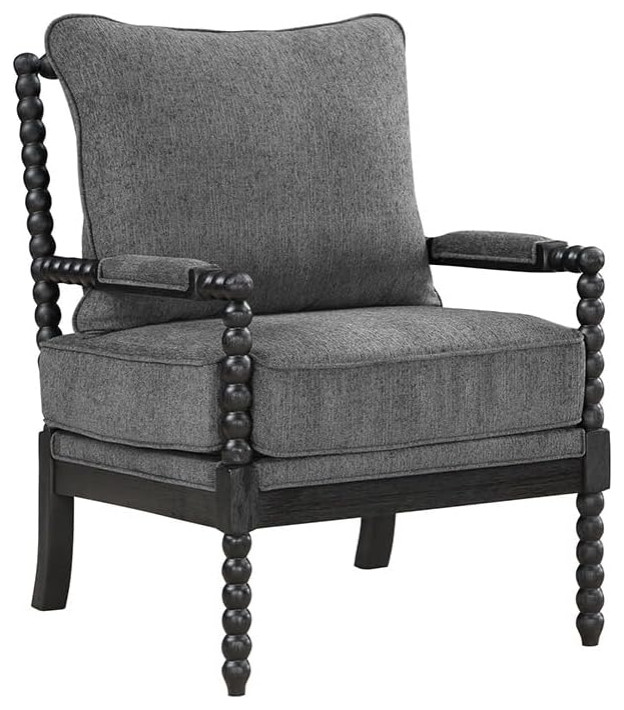 Traditional Accent Chair  Spindle Wooden Frame  ampCushioned Arms   Traditional   Armchairs And Accent Chairs   by Decor Love  Houzz