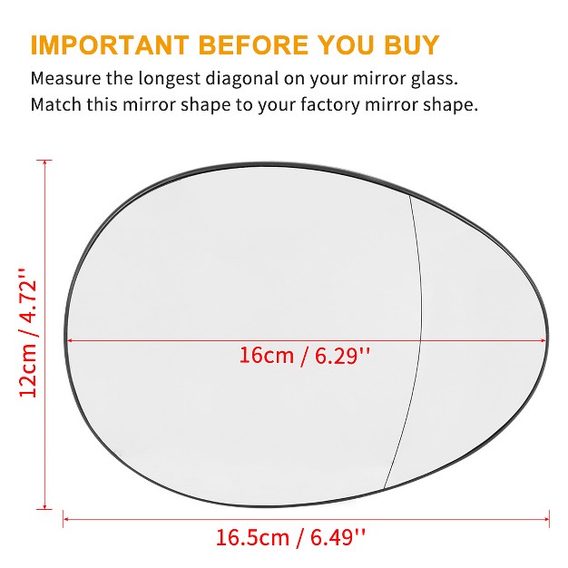 Unique Bargains Mirror Glass Heated With Backing Plate Passenger Side For Mini Cooper 2007 2015 1pc