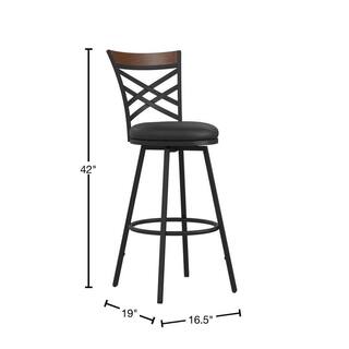 DHP Joss Black Upholstered Faux Leather Seat Adjustable Swivel Barstool (Set of 3) DE96700