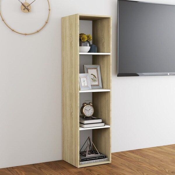 TV Cabinet White and Sonoma Oak 56.1