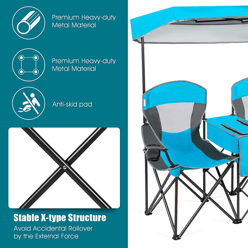 Portable Folding Camping Canopy Chairs with Cup Holder