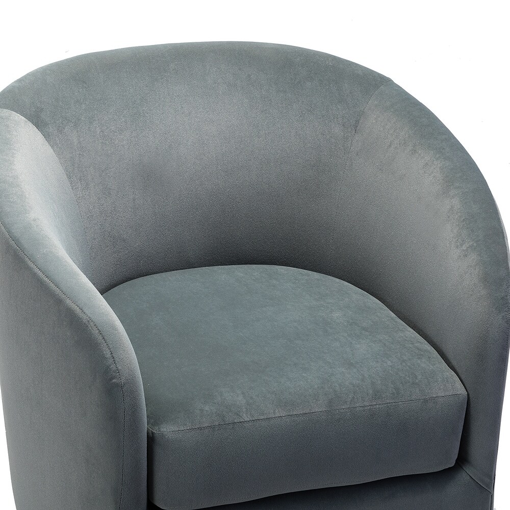 Eleuterio Modern Velvet Curved Swivel Accent Barrel Chair with Metal Base by HULALA HOME