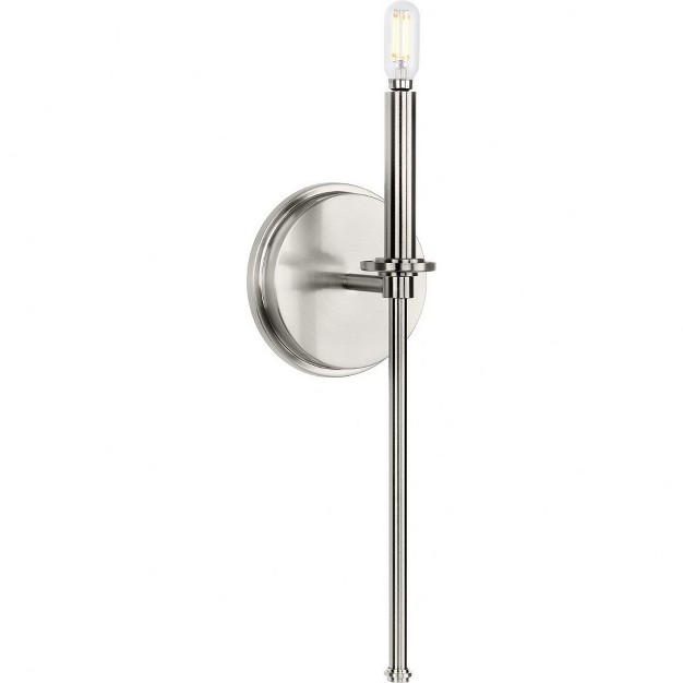 Progress Lighting Elara 1 light Wall Sconce Brushed Nickel Clear Glass Cylinder