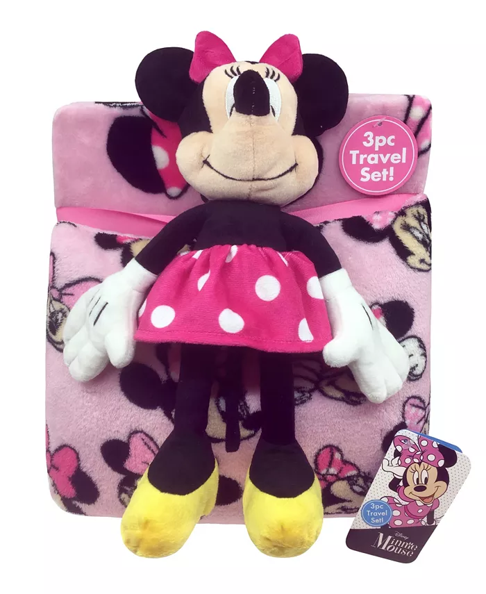 Disney Minnie Mouse 3-Pc. Travel Throw， Pillow， and Pillow Buddy Set