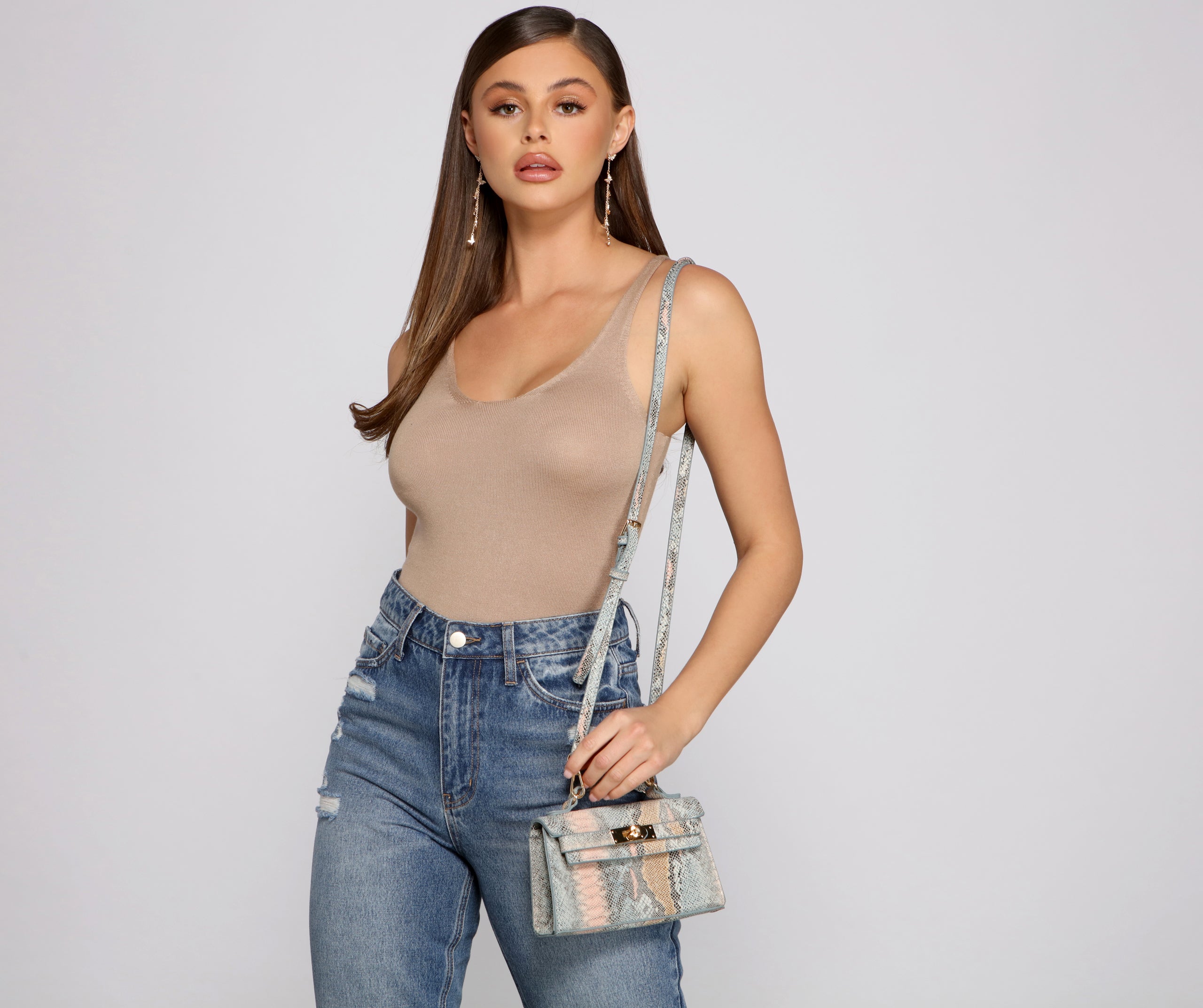 Sassy And Stylish Snake Print Crossbody