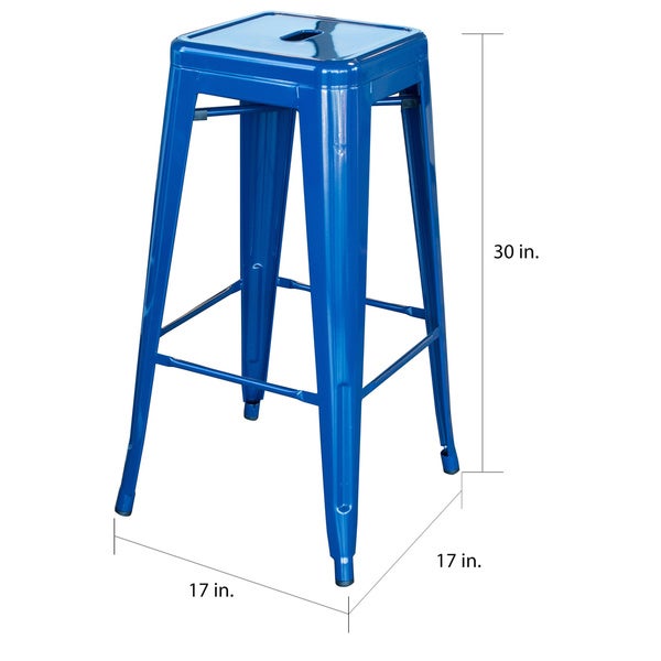 Carbon Loft Scodellaro Blue Metal Bar Stool (Set of 2)