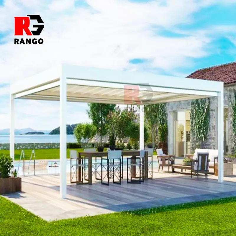 Foshan factory Outdoor Factory Supplying Modern New Design Aluminium Gazebos Pergola with led light custom aluminium pergola