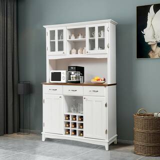 Costway White Buffet with Butch and Wine Rack HW64504+